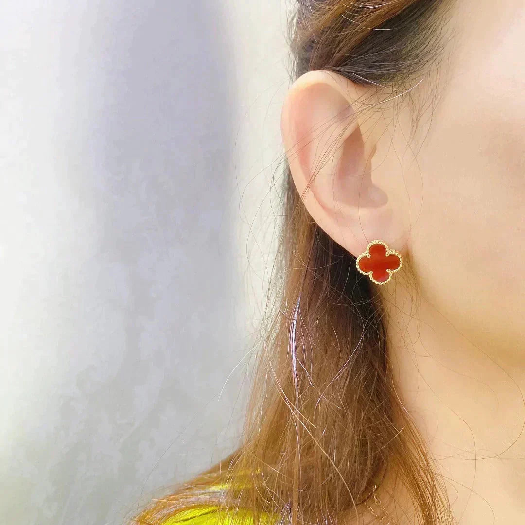 [Resenly Jewelry]CLOVER MEDIUM 1 MOTIFS CARNELIAN  EARRINGS