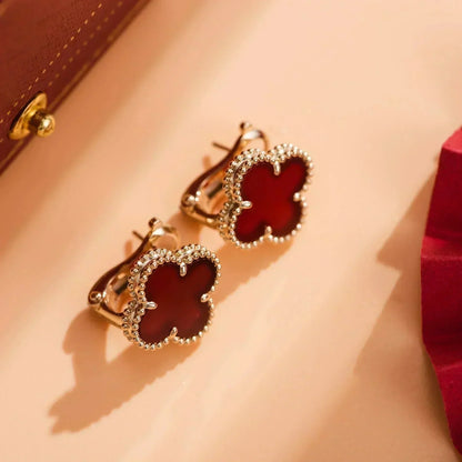 [Resenly Jewelry]CLOVER MEDIUM 1 MOTIFS CARNELIAN  EARRINGS