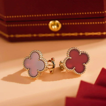 [Resenly Jewelry]CLOVER MEDIUM 1 MOTIFS CARNELIAN  EARRINGS