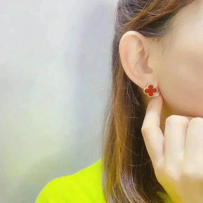[Resenly Jewelry]CLOVER MEDIUM 1 MOTIFS CARNELIAN  EARRINGS