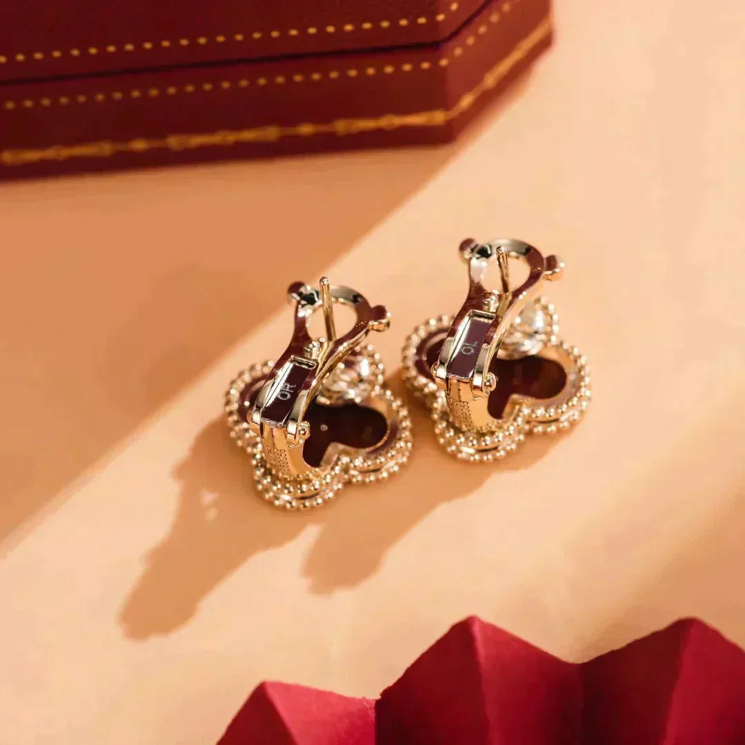 [Resenly Jewelry]CLOVER MEDIUM 1 MOTIFS CARNELIAN  EARRINGS