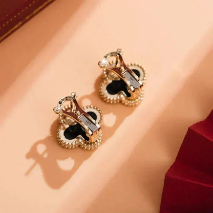 [Resenly Jewelry]CLOVER MEDIUM 1 MOTIFS  ONYX STUD EARRINGS