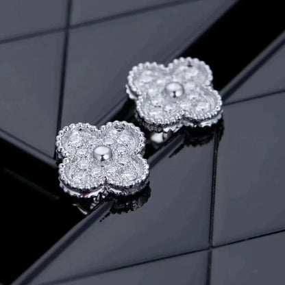 [Resenly Jewelry]CLOVER 1 MOTIFS DIAMOND STUD EARRINGS SILVER