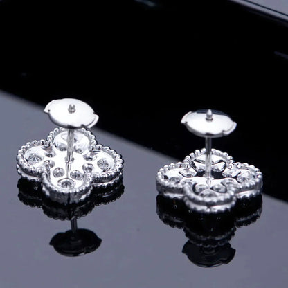 [Resenly Jewelry]CLOVER 1 MOTIFS DIAMOND STUD EARRINGS SILVER