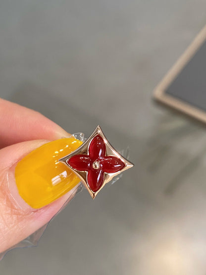 [Resenly Jewelry]STAR AND SUN PINK GOLD CARNELIAN STUD EARRINGS