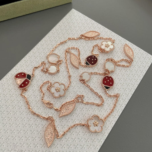 [Resenly Jewelry]LUCKY SPRING 15 MOTIFS ROSE GOLD NECKLACE