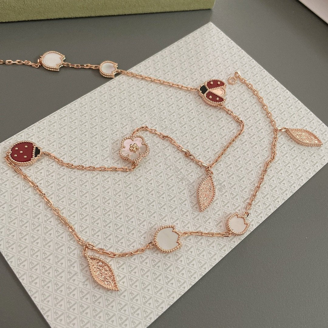 [Resenly Jewelry]LUCKY SPRING 15 MOTIFS ROSE GOLD NECKLACE