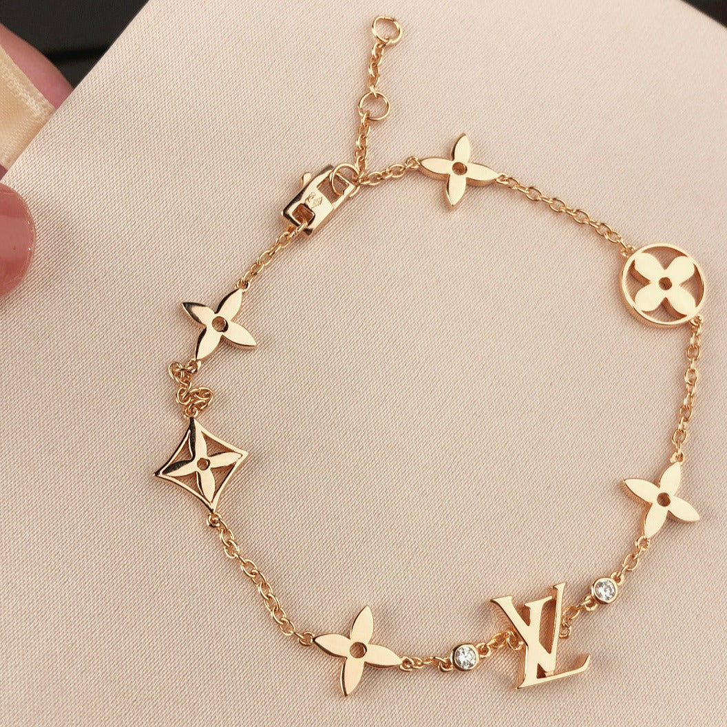 [Resenly Jewelry]STAR AND SUN 7 MOTIFS GOLD BRACELET
