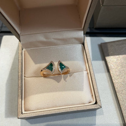 [Resenly Jewelry]DREAM MALACHITE DIAMOND OPEN RING