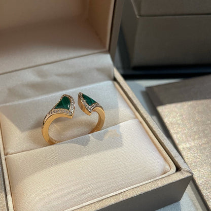 [Resenly Jewelry]DREAM MALACHITE DIAMOND OPEN RING