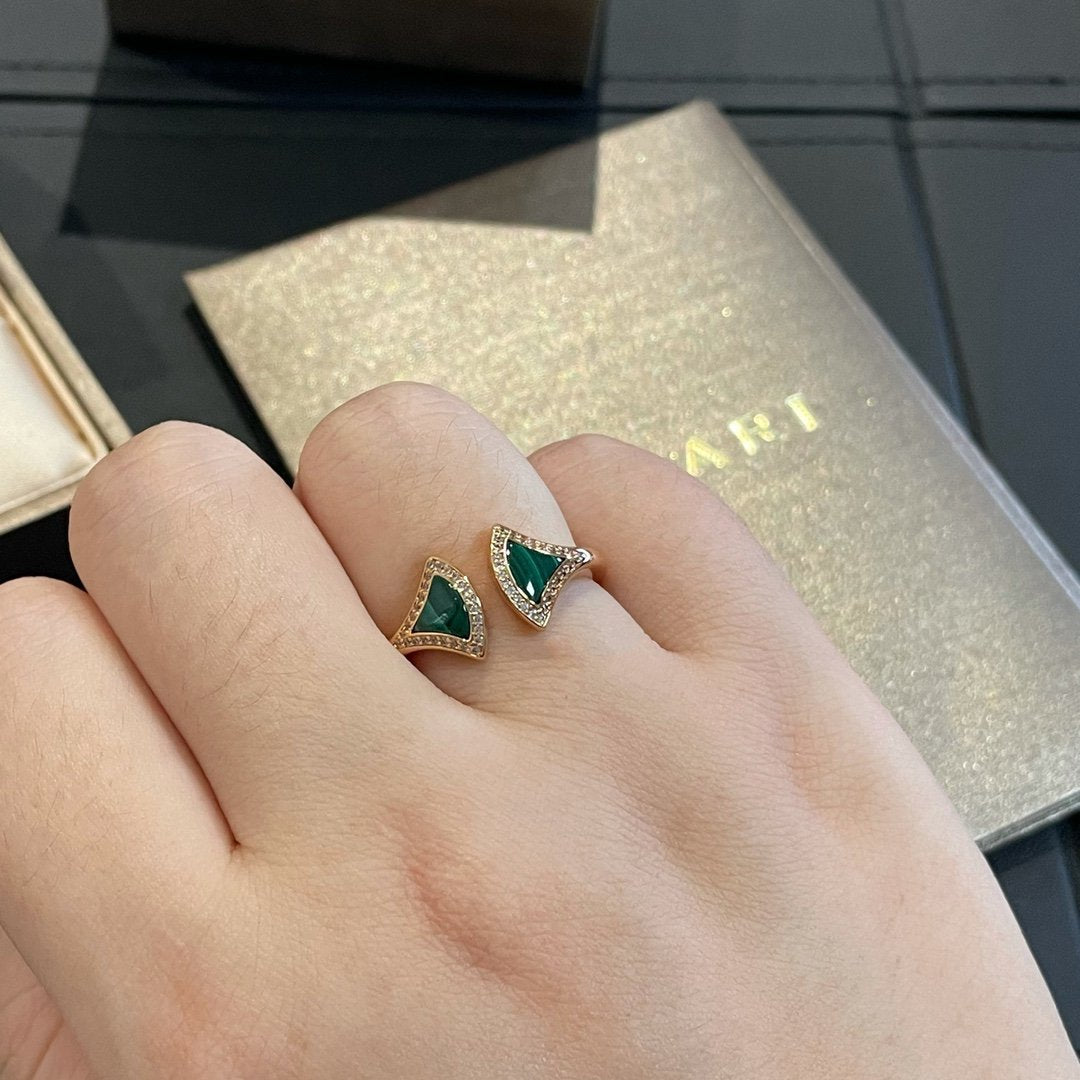 [Resenly Jewelry]DREAM MALACHITE DIAMOND OPEN RING