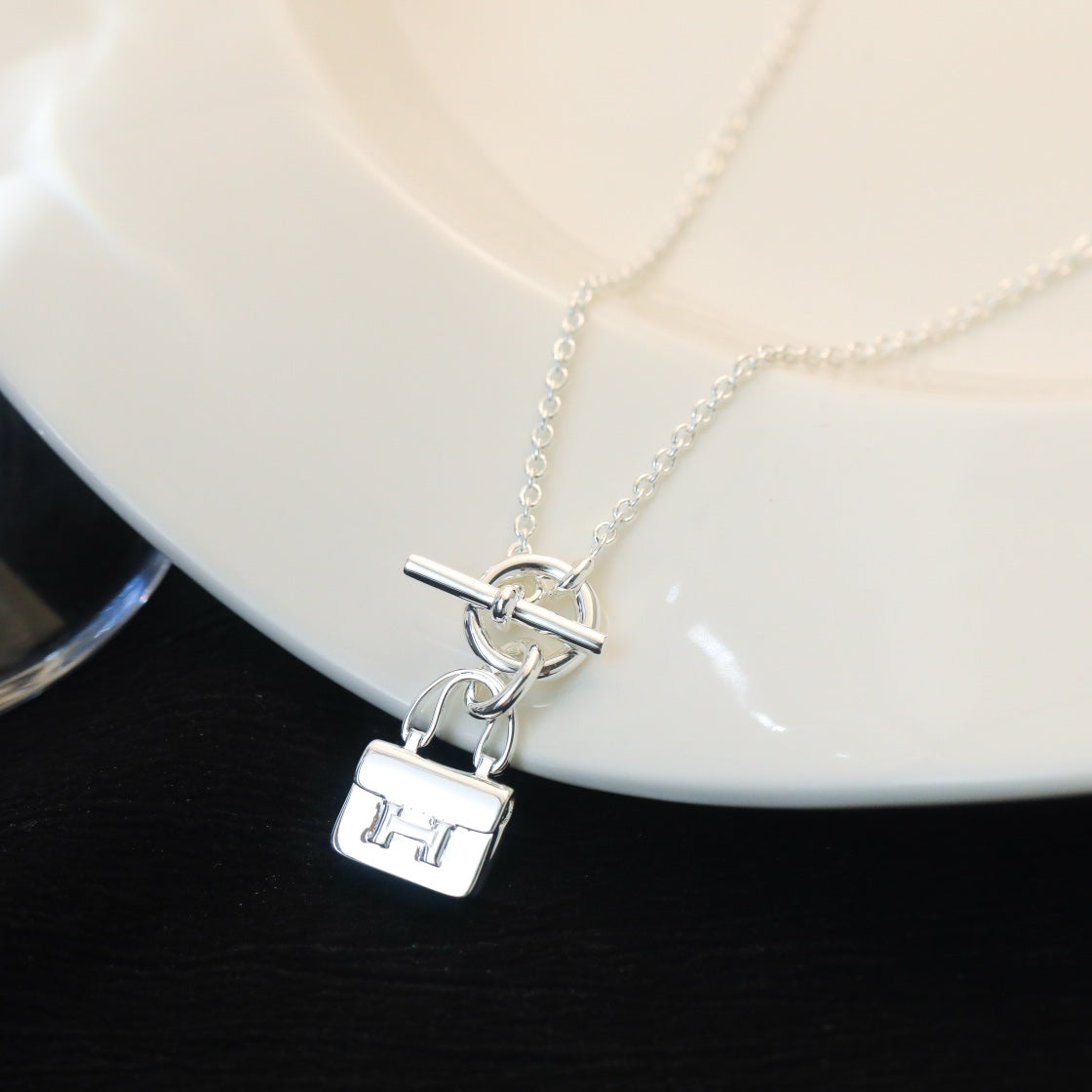 [Resenly Jewelry]POP H PEDANT SILVER NECKLACE