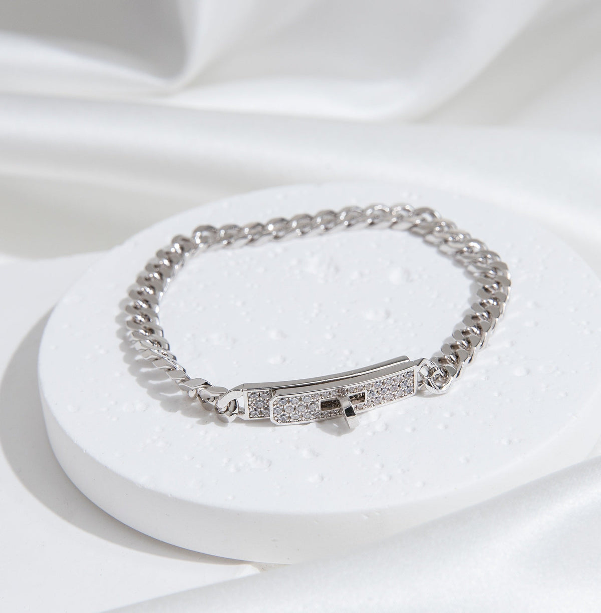 [Resenly Jewelry]KELLY CHAIN SILVER DIAMOND BRACELET
