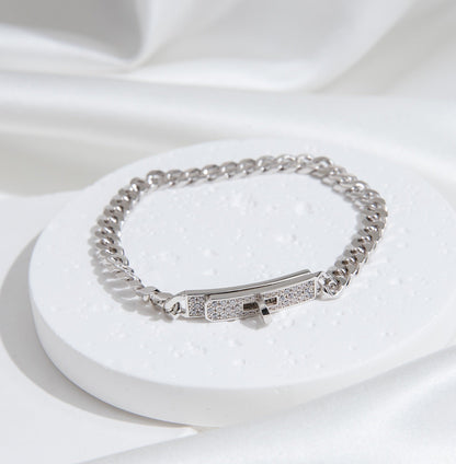 [Resenly Jewelry]KELLY CHAIN SILVER DIAMOND BRACELET