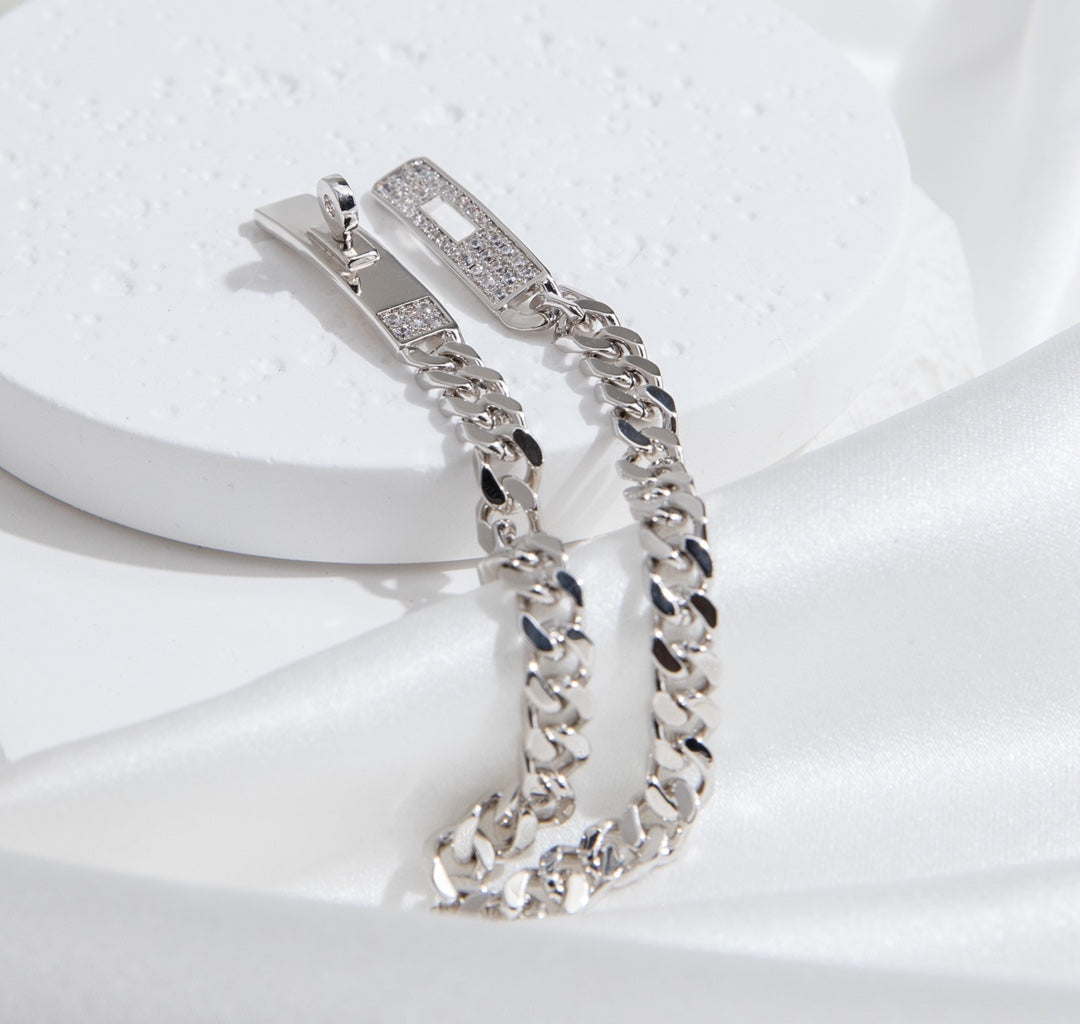 [Resenly Jewelry]KELLY CHAIN SILVER DIAMOND BRACELET