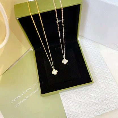 [Resenly Jewelry]CLOVER MINI 9.5MM WHITE MOTHER-OF-PEARL NECKLACE