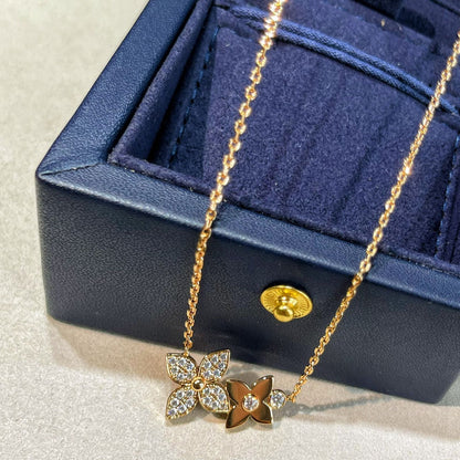 [Resenly Jewelry]STAR BLOSSOM NECKLACE PINK GOLD DIAMONDS