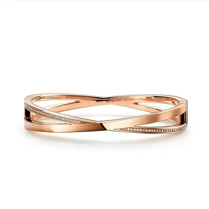 [Resenly Jewelry]NARROW HINGED BANGLEIN WITH DIAMONDS SMALL