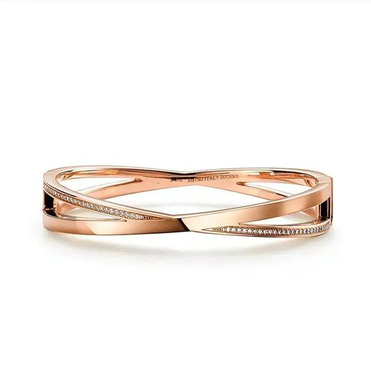 [Resenly Jewelry]NARROW HINGED BANGLEIN WITH DIAMONDS SMALL
