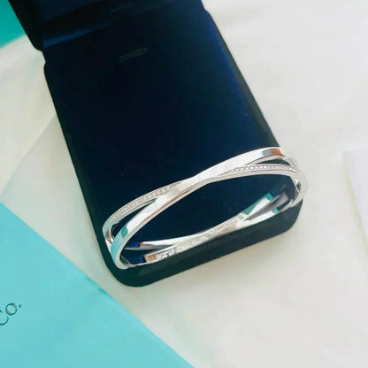 [Resenly Jewelry]NARROW HINGED BANGLEIN WITH DIAMONDS SMALL