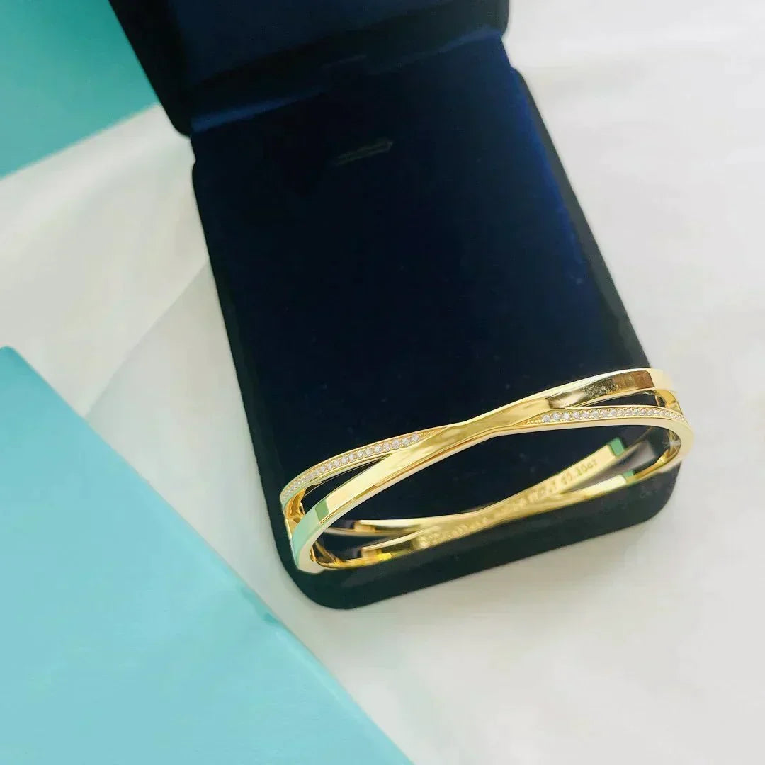 [Resenly Jewelry]NARROW HINGED BANGLEIN WITH DIAMONDS SMALL