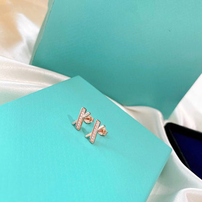[Resenly Jewelry]X EARRINGS ROSE GOLD DIAMONDS