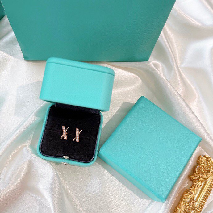 [Resenly Jewelry]X EARRINGS ROSE GOLD DIAMONDS