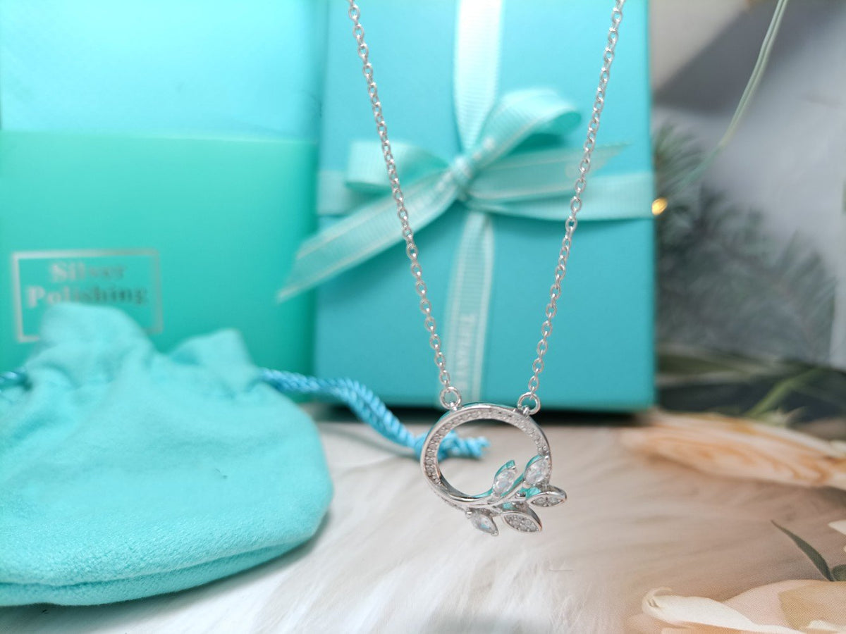 [Resenly Jewelry]DIAMOND VINE CIRCLE PENDANT PLATINUM NECKLACE