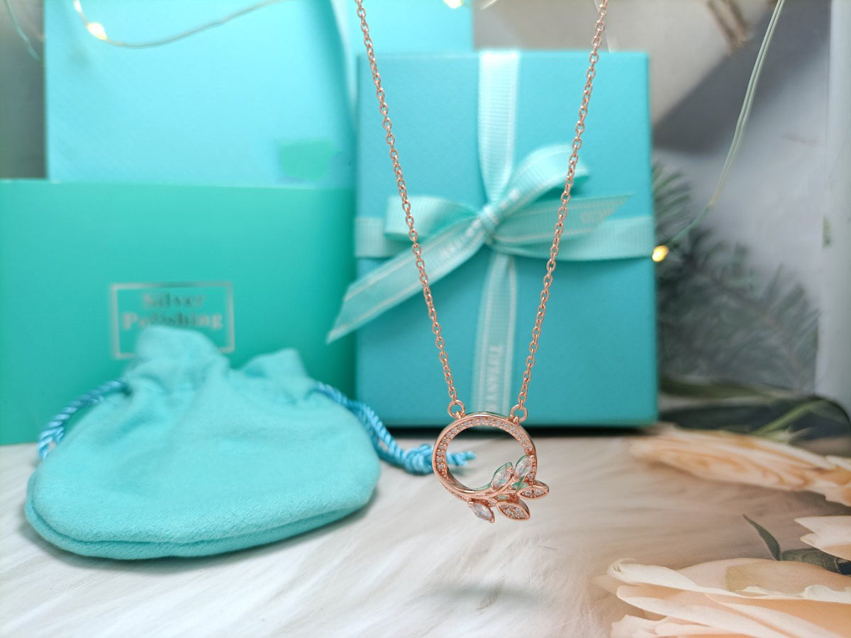 [Resenly Jewelry]DIAMOND VINE CIRCLE PENDANT PLATINUM NECKLACE