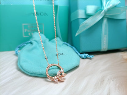 [Resenly Jewelry]DIAMOND VINE CIRCLE PENDANT PLATINUM NECKLACE
