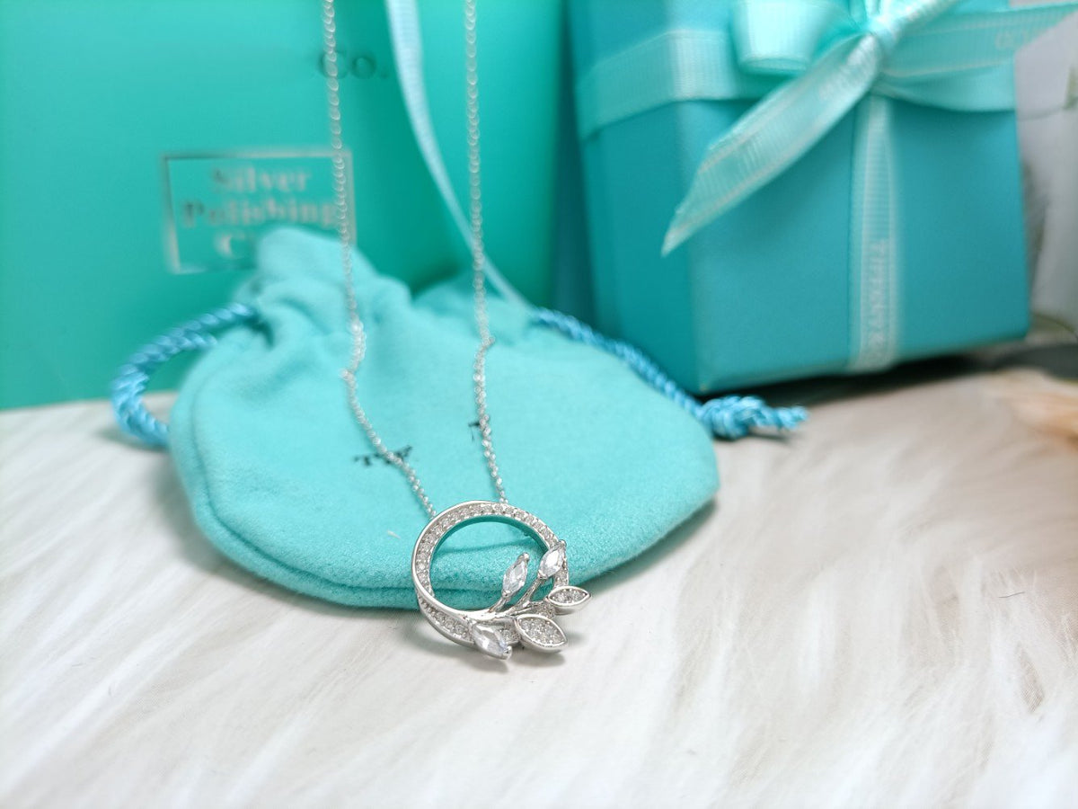 [Resenly Jewelry]DIAMOND VINE CIRCLE PENDANT PLATINUM NECKLACE