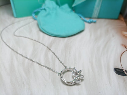 [Resenly Jewelry]DIAMOND VINE CIRCLE PENDANT PLATINUM NECKLACE