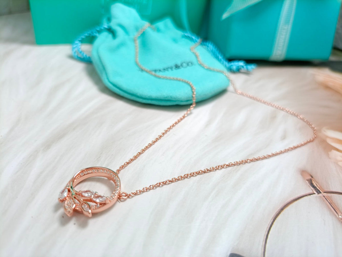 [Resenly Jewelry]DIAMOND VINE CIRCLE PENDANT PLATINUM NECKLACE