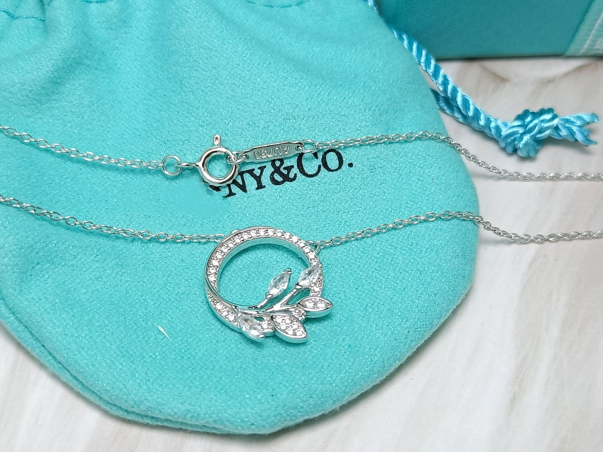 [Resenly Jewelry]DIAMOND VINE CIRCLE PENDANT PLATINUM NECKLACE