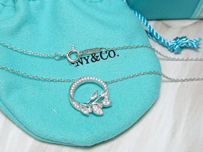 [Resenly Jewelry]DIAMOND VINE CIRCLE PENDANT PLATINUM NECKLACE