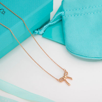 [Resenly Jewelry]RIBBON NECKLACE BOW PENDANT DIAMOND CHARM CHAIN