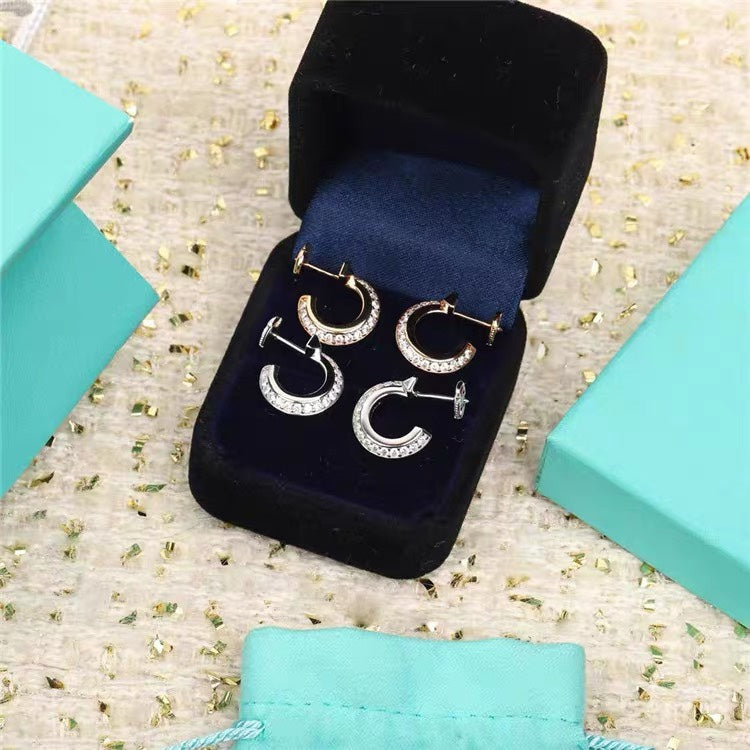 [Resenly Jewelry]HOOP EARRINGS IN ROSE GOLD WITH DIAMONDS