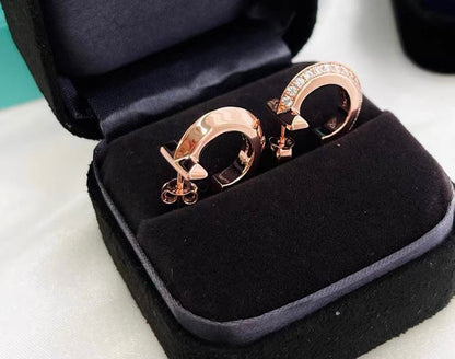 [Resenly Jewelry]HOOP EARRINGS IN ROSE GOLD WITH DIAMONDS