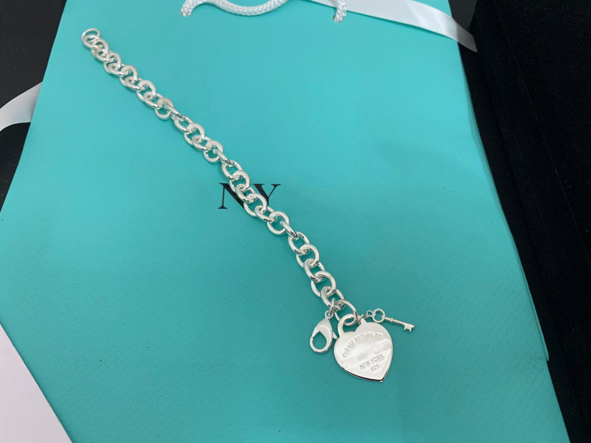 [Resenly Jewelry]KEY HEART CARD CHUNKY INTERLOCKING BRACELET LENGTH