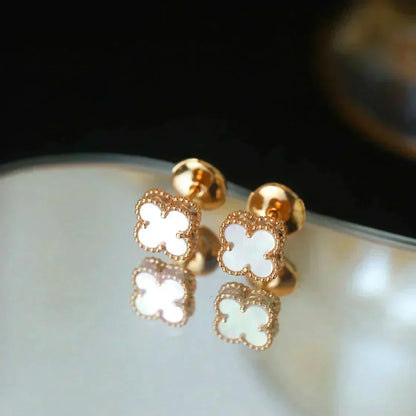 [Resenly Jewelry]CLOVER MINI 9.5MM WHITE MOP EARRINGS