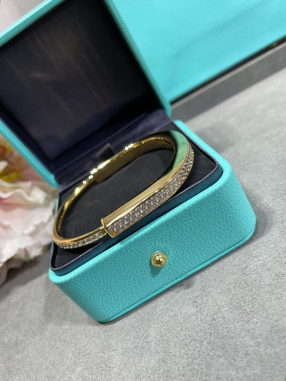 [Resenly Jewelry]LOCK BRACELET DIAMOND PAVED