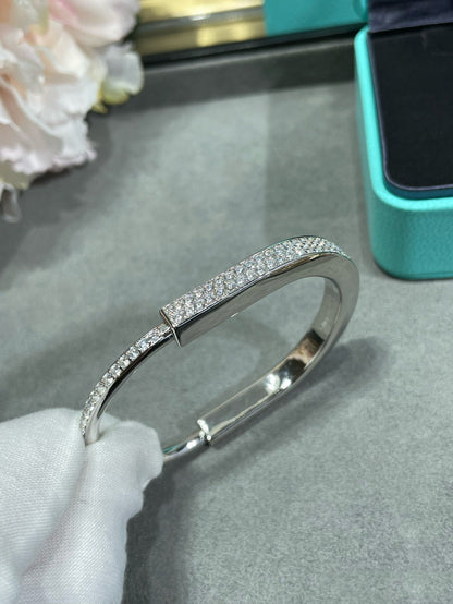 [Resenly Jewelry]LOCK BRACELET DIAMOND PAVED