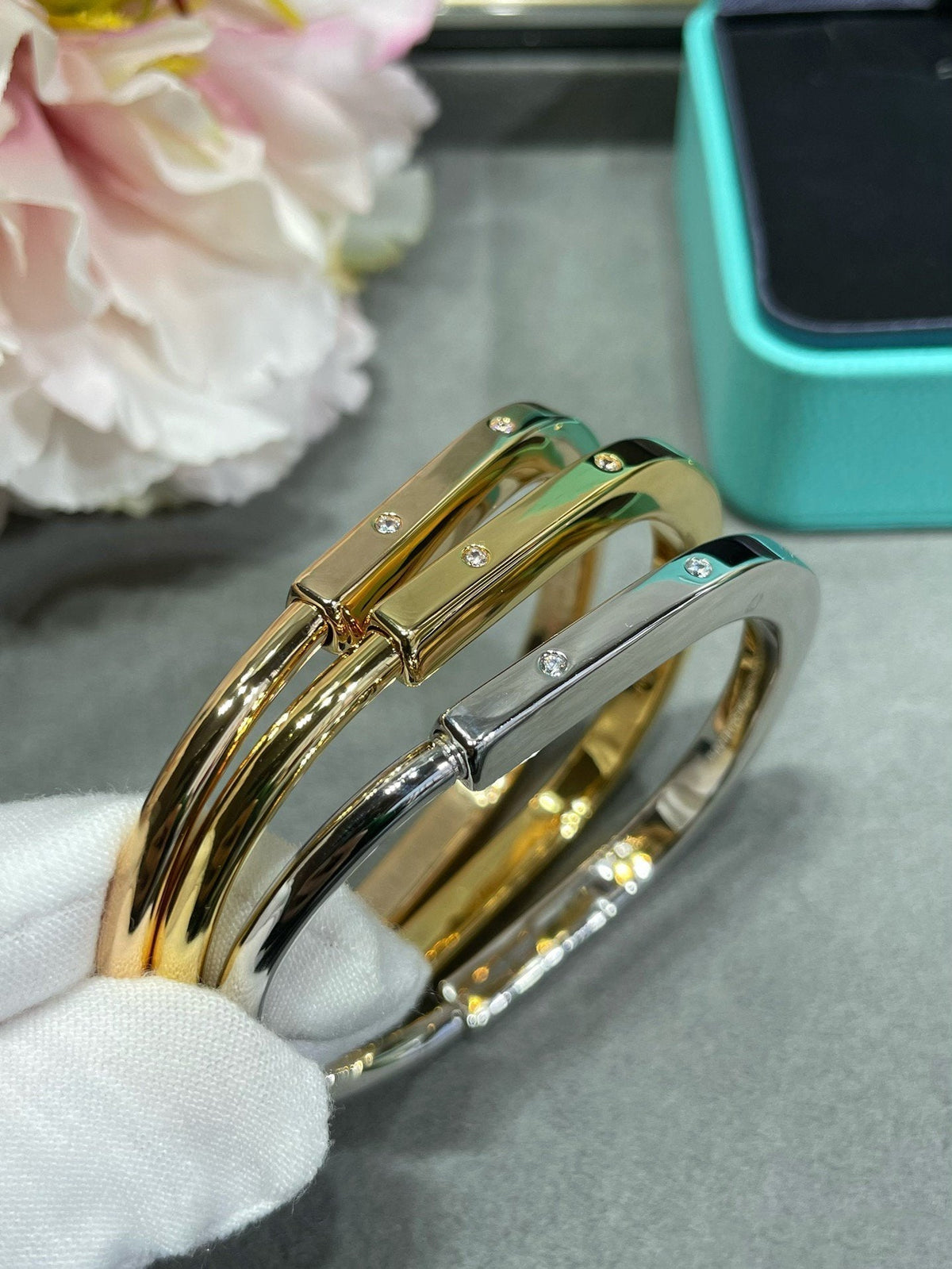 [Resenly Jewelry]LOCK BRACELET 8 DIAMOND
