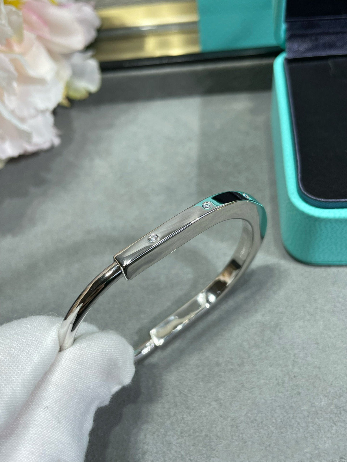 [Resenly Jewelry]LOCK BRACELET 8 DIAMOND