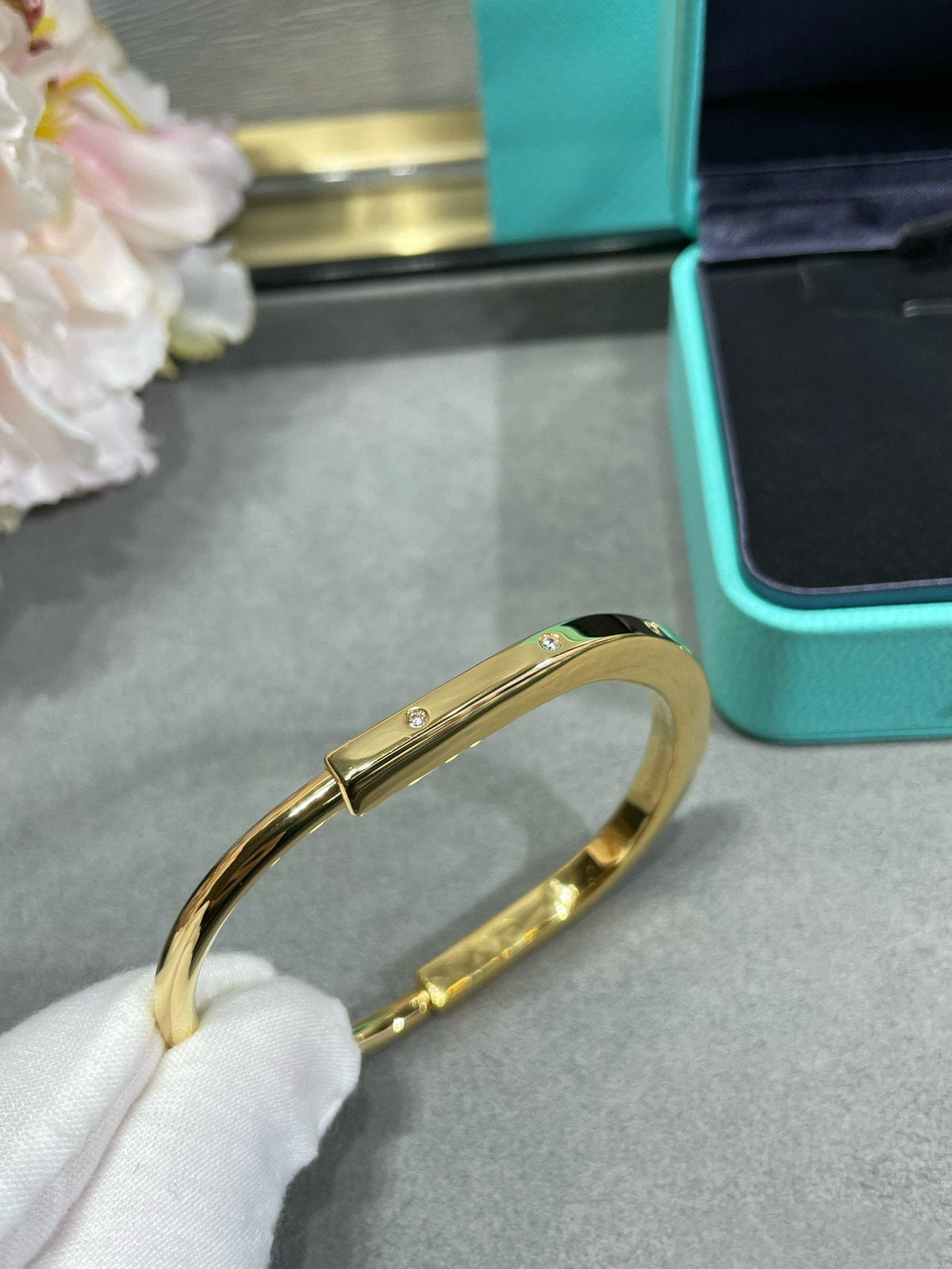 [Resenly Jewelry]LOCK BRACELET 8 DIAMOND