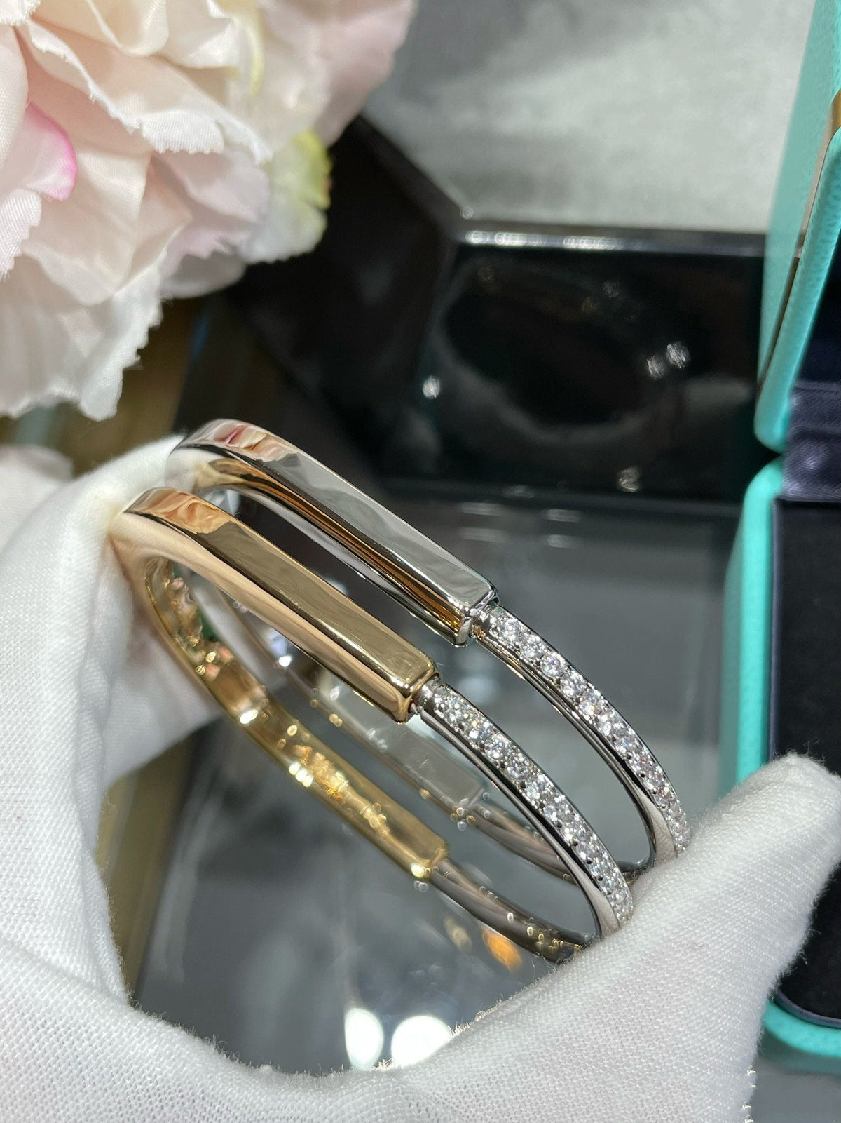 [Resenly Jewelry]LOCK BRACELET DIAMOND