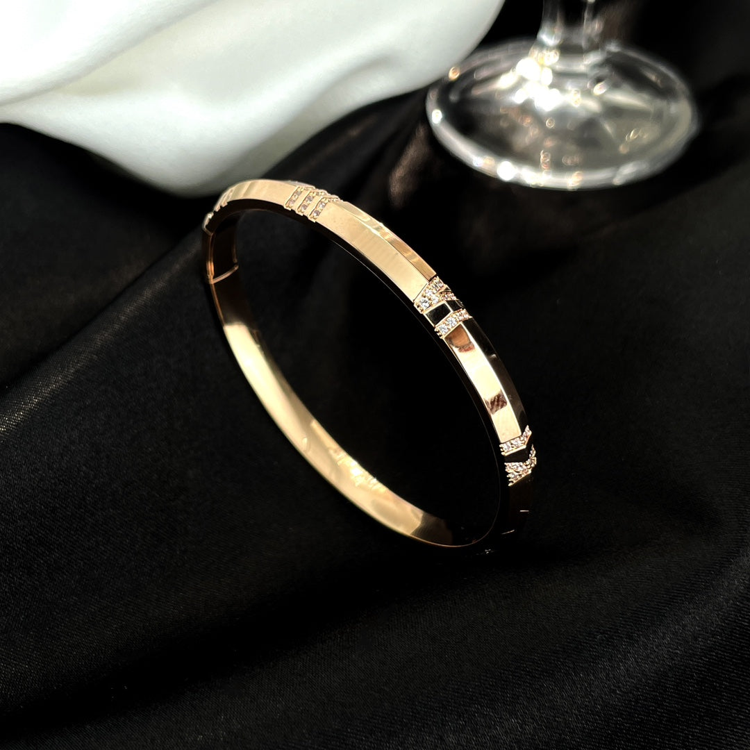 [Resenly Jewelry]ATLAS BRACELET 6MM DIAMOND PINK GOLD
