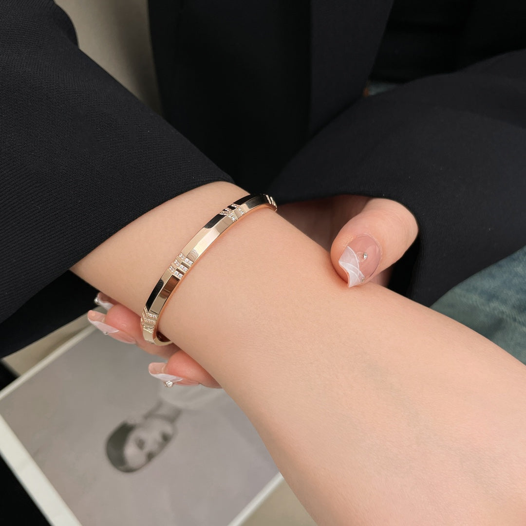 [Resenly Jewelry]ATLAS BRACELET 6MM DIAMOND PINK GOLD