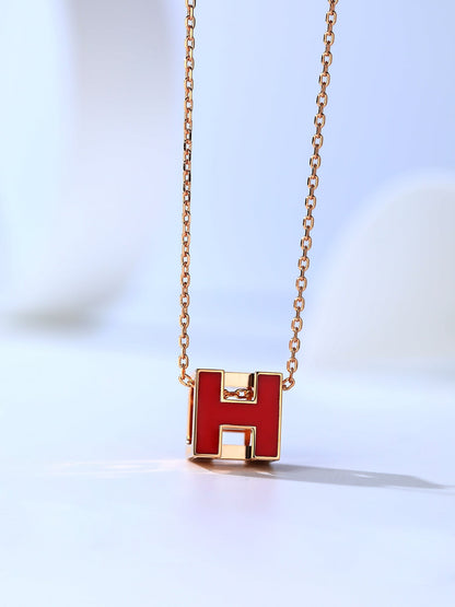 [Resenly Jewelry]H CAGE PINK GOLD NECKLACE