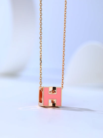 [Resenly Jewelry]H CAGE PINK GOLD NECKLACE
